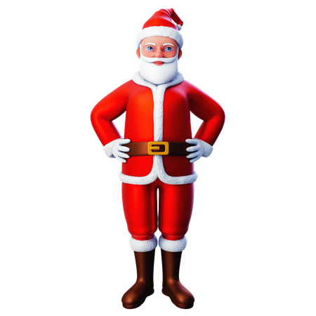 Santa Claus mostrando gesto con las manos en la cintura  3D Illustration