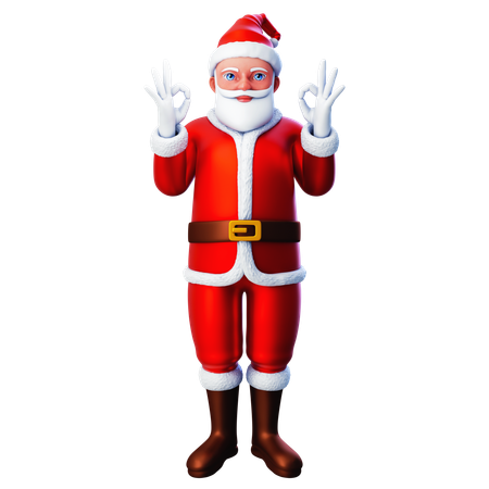 Santa Claus mostrando gesto Ok con ambas manos  3D Illustration