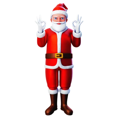 Santa Claus mostrando gesto Ok con ambas manos  3D Illustration