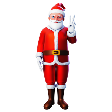 Santa Claus mostrando la mano de paz usando la mano derecha  3D Illustration