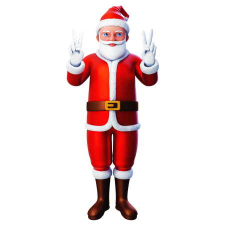 Santa Claus mostrando la mano de paz usando ambas manos  3D Illustration