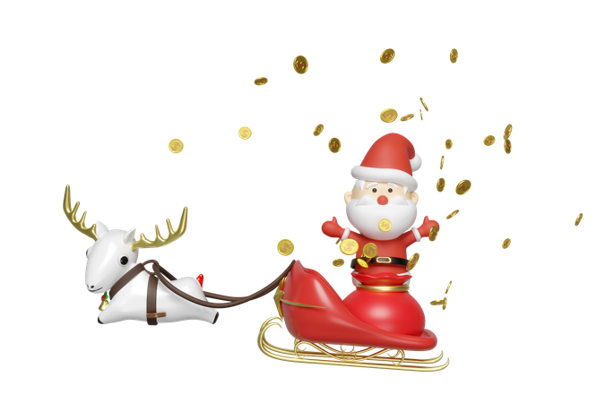 Santa Claus on sledge  3D Illustration