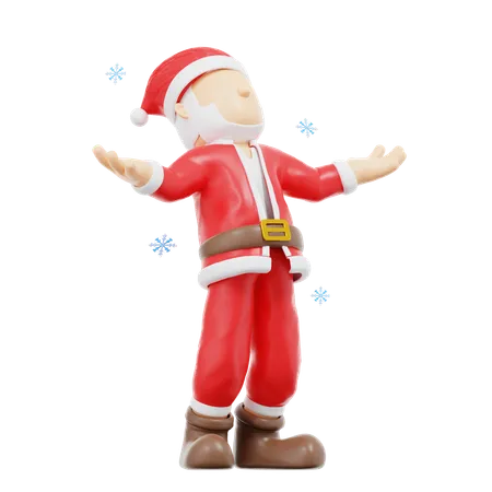 Santa Claus Open Both Hands Pose  3D Illustration