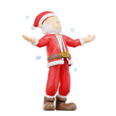 Santa Claus Open Both Hands Pose  3D Illustration