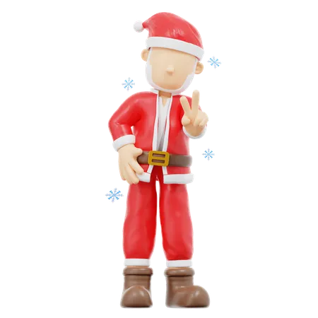 Santa Claus Peace Pose  3D Illustration