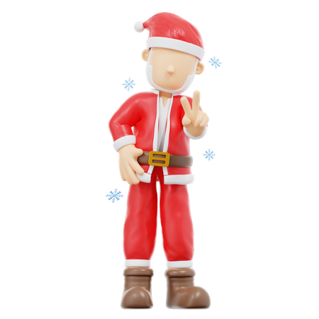 Santa Claus Peace Pose  3D Illustration