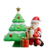 Santa Claus Placing Gifts Under Tree