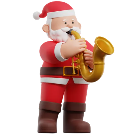 Santa Claus Playing Saxophone  3D Illustration