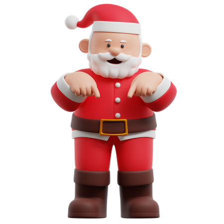 Santa Claus Pointing Down  3D Illustration