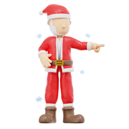 Santa Claus Pointing To Left Pose  3D Illustration