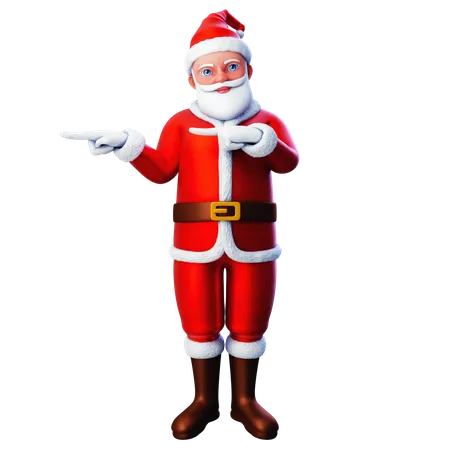 Santa Claus Pointing To Left Side Using Both Hands  3D Illustration