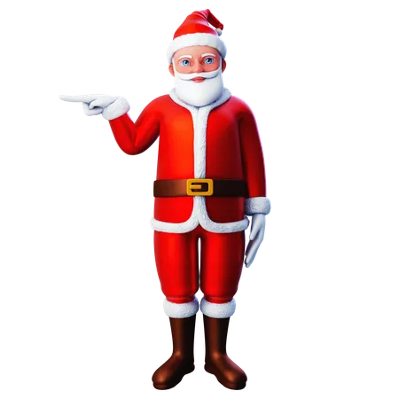 Santa Claus Pointing To Left Side Using Left Hand  3D Illustration
