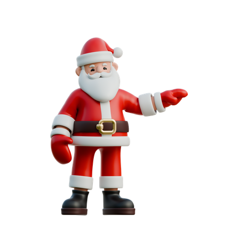 Santa Claus Pointing To One Side  3D Illustration