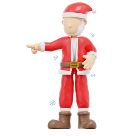 Santa Claus Pointing To Right Pose  3D Illustration