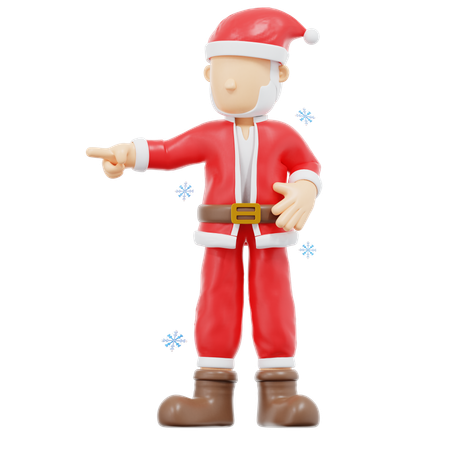 Santa Claus Pointing To Right Pose  3D Illustration