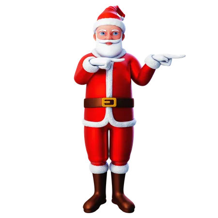 Santa Claus Pointing To Right Side Using Both Hands  3D Illustration
