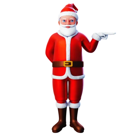 Santa Claus Pointing To Right Side Using Right Hand  3D Illustration