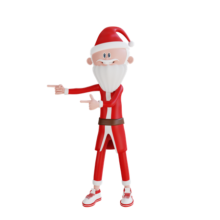 Santa Claus Pointing To The Right Pose  3D Illustration