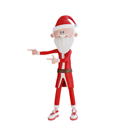 Santa Claus Pointing To The Right Pose 3D Illustration