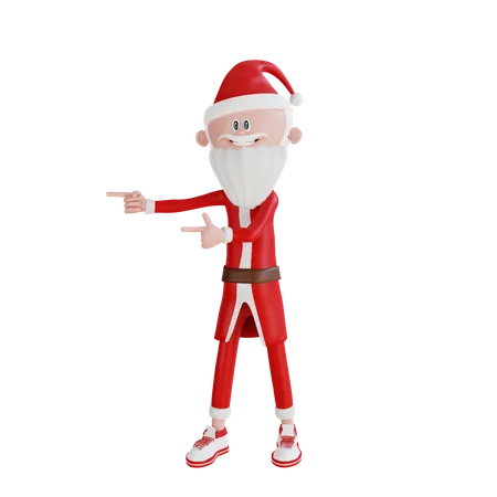Santa Claus Pointing To The Right Pose  3D Illustration