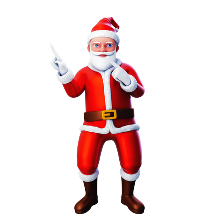 Santa Claus Pointing To Top Left Side Using Both Hands  3D Illustration
