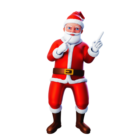 Santa Claus Pointing To Top Right Side Using Both Hands  3D Illustration