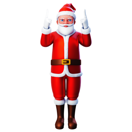 Santa Claus Pointing Towards Top Side Using Both Hands  3D Illustration