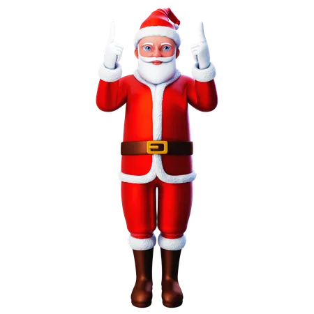 Santa Claus Pointing Towards Top Side Using Both Hands  3D Illustration