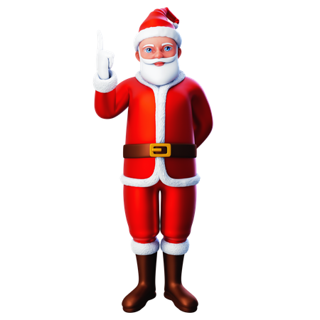 Santa Claus Pointing Towards Top Side Using Left Hand  3D Illustration