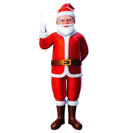 Santa Claus Pointing Towards Top Side Using Left Hand  3D Illustration