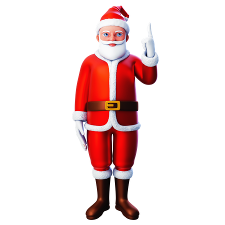 Santa Claus Pointing Towards Top Side Using Right Hand  3D Illustration