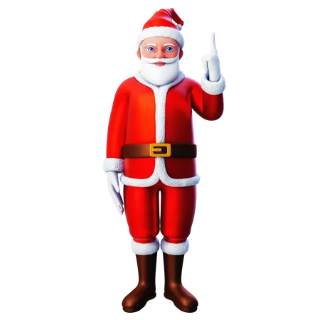 Santa Claus Pointing Towards Top Side Using Right Hand  3D Illustration