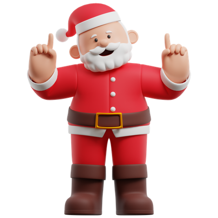 Santa Claus Pointing Up  3D Illustration