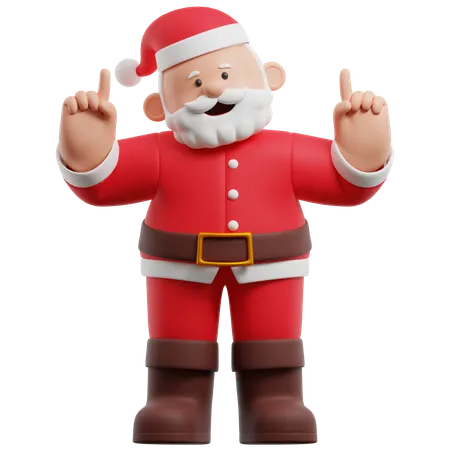 Santa Claus Pointing Up  3D Illustration