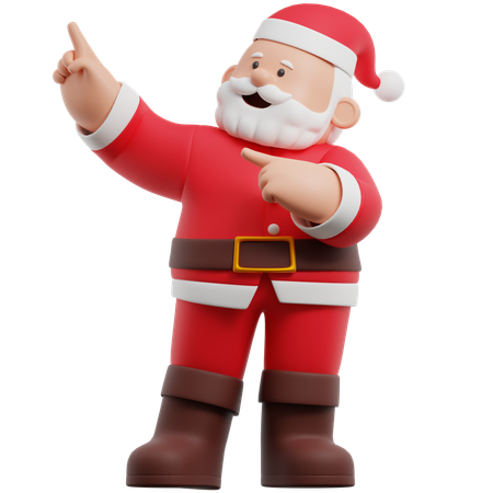 Santa Claus Pointing Up  3D Illustration