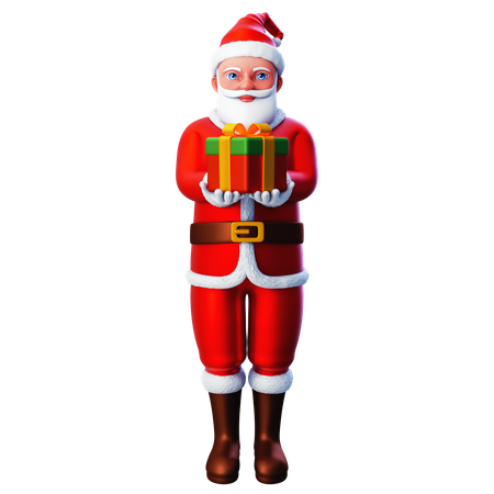 Santa Claus presentando caja de Navidad  3D Illustration