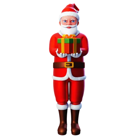 Santa Claus presentando caja de Navidad  3D Illustration