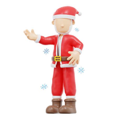 Santa Claus Presenting Pose  3D Illustration