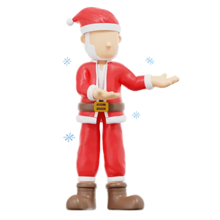 3 D Rendering Santa Claus Presenting To Left Pose Illustration 3D Illustration