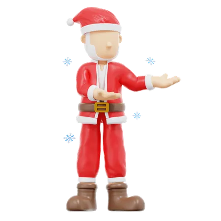 Santa Claus Presenting To Left Pose  3D Illustration