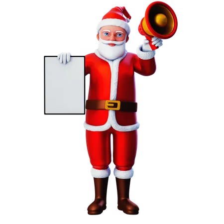 Santa Claus Preseting White Tablet Using Loudspeaker  3D Illustration