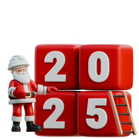 Santa Claus Putting On A Construction Hat While Adjusting 2025  3D Illustration