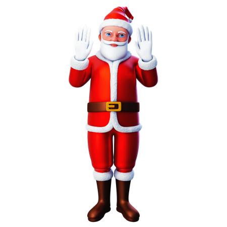Santa Claus Raise Both Hands  3D Illustration
