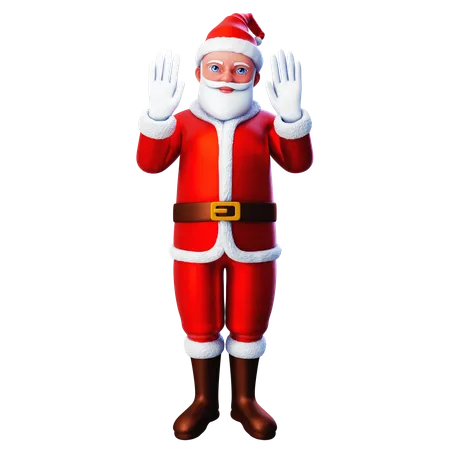 Santa Claus Raise Both Hands  3D Illustration