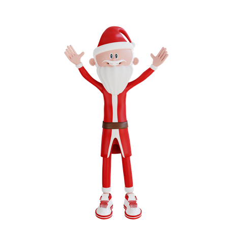Santa Claus Raise Both Hands Pose 3D Illustration