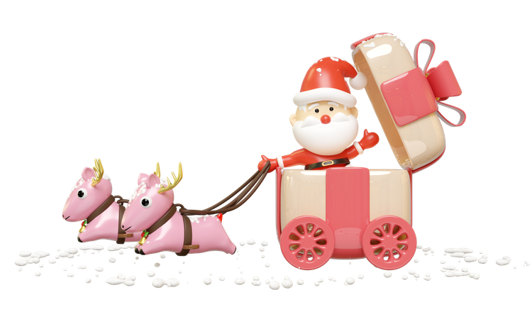 Santa Claus Riding A Carriage  3D Illustration