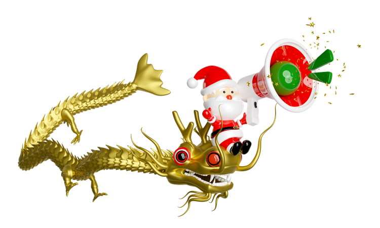 Santa claus riding a dragon  3D Icon