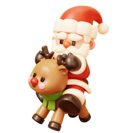Cute Cartoon 3 D Santa Claus Character Happy New Year Decoration Merry Christmas Holiday New Year And Xmas Celebration 3D Icon