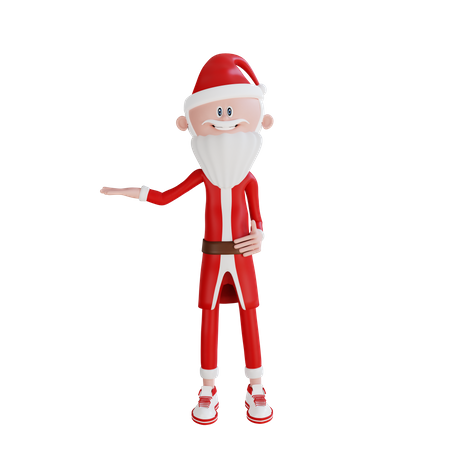 Santa Claus Rising Right Hand Pose 3D Illustration