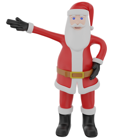Santa Claus Rising Right Hand Pose  3D Illustration
